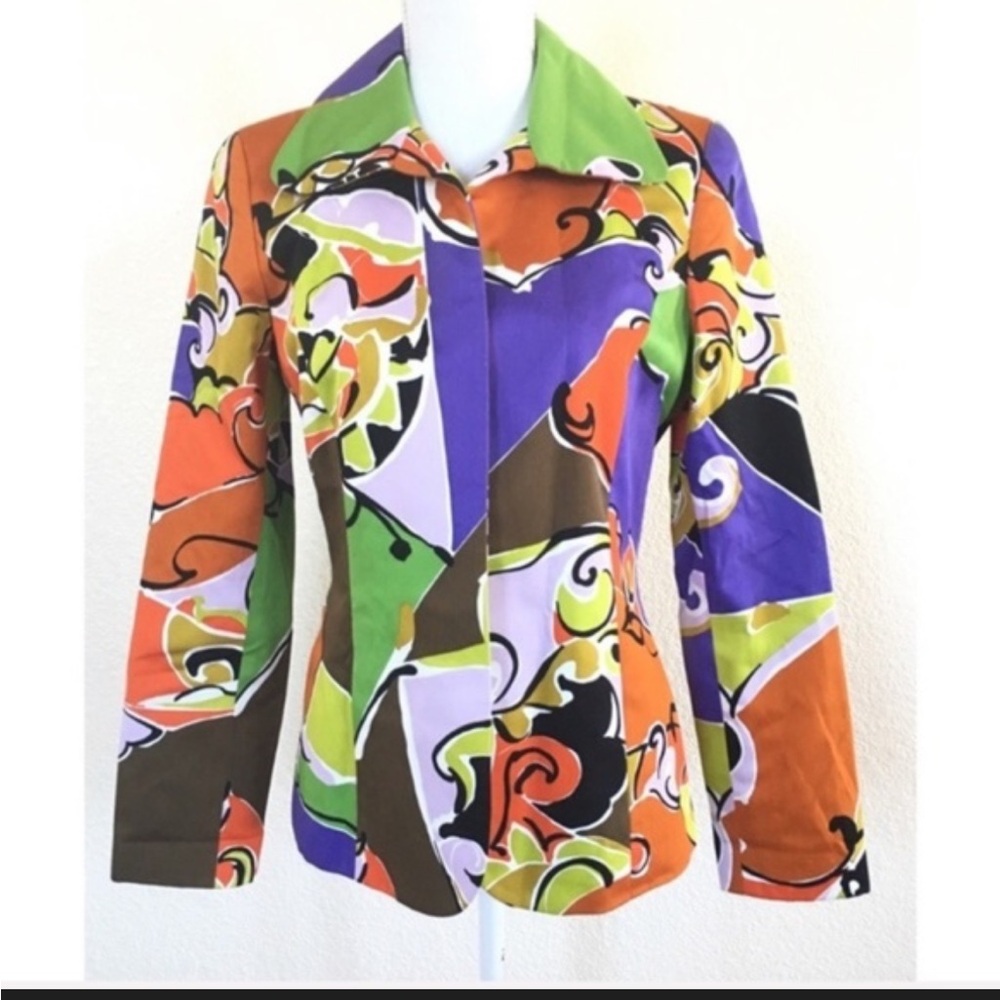 Vintage Dana Buchman Multicolor Abstract Blazer
